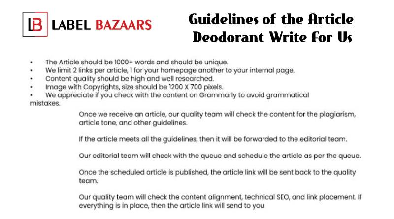 Guidelines Deodorant Write For Us
