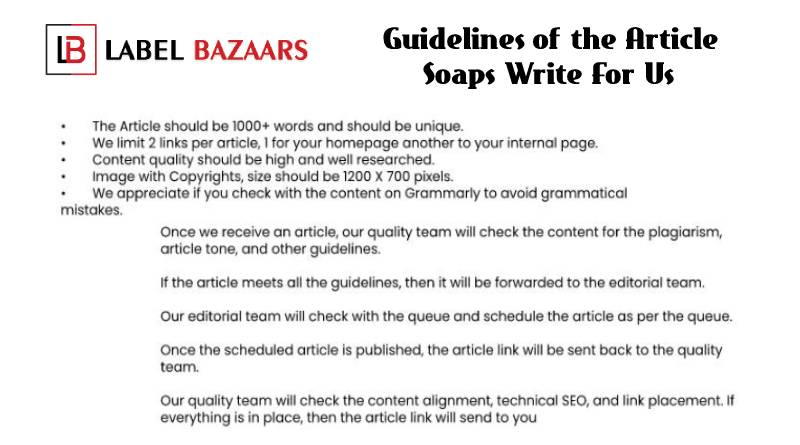 Guidelines Soaps write for us